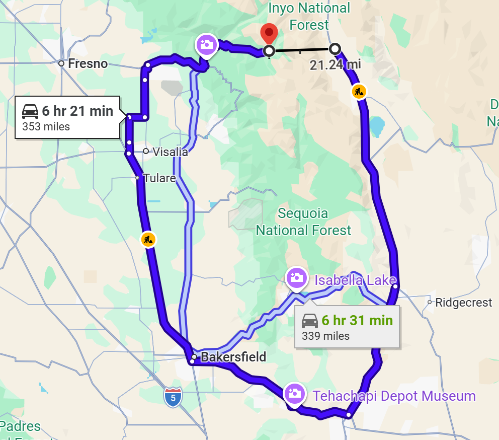 Google Maps route between Kanawyers and Independence